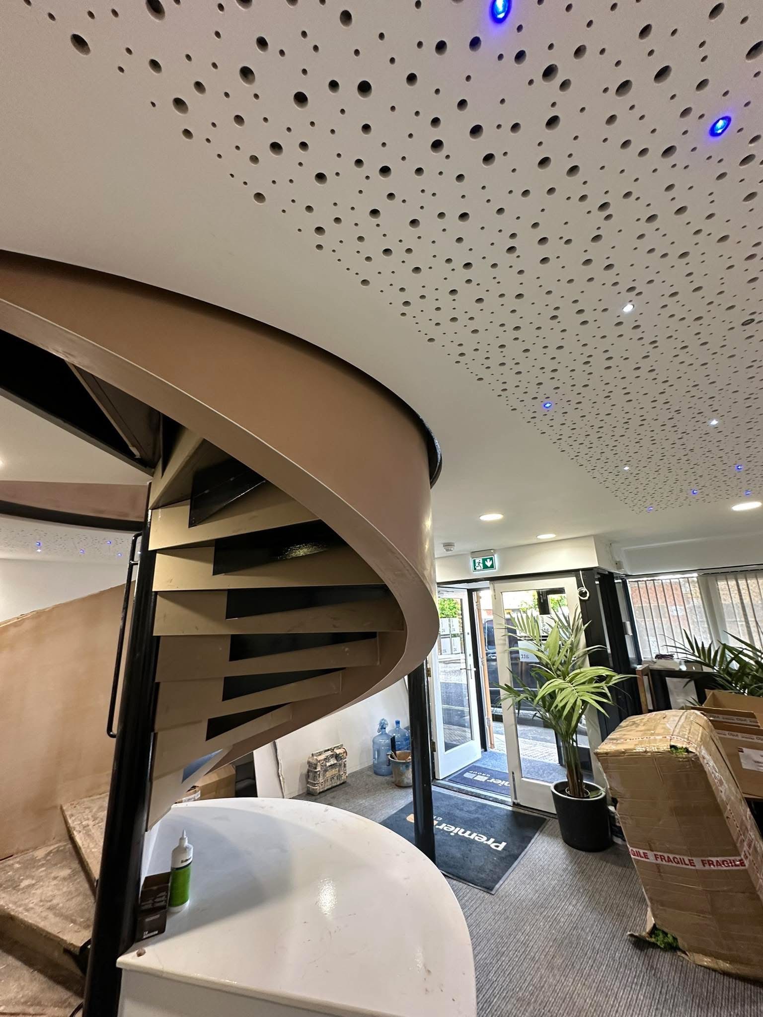 Curved staircase plastering detail