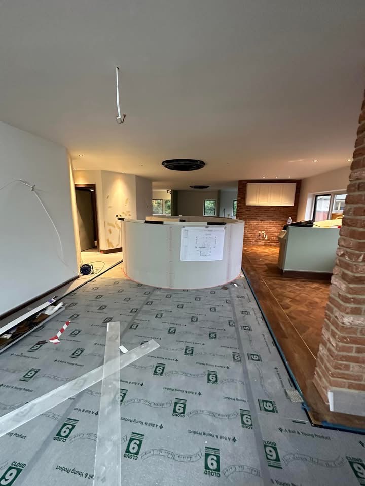 Large room plasterboarding and preparation