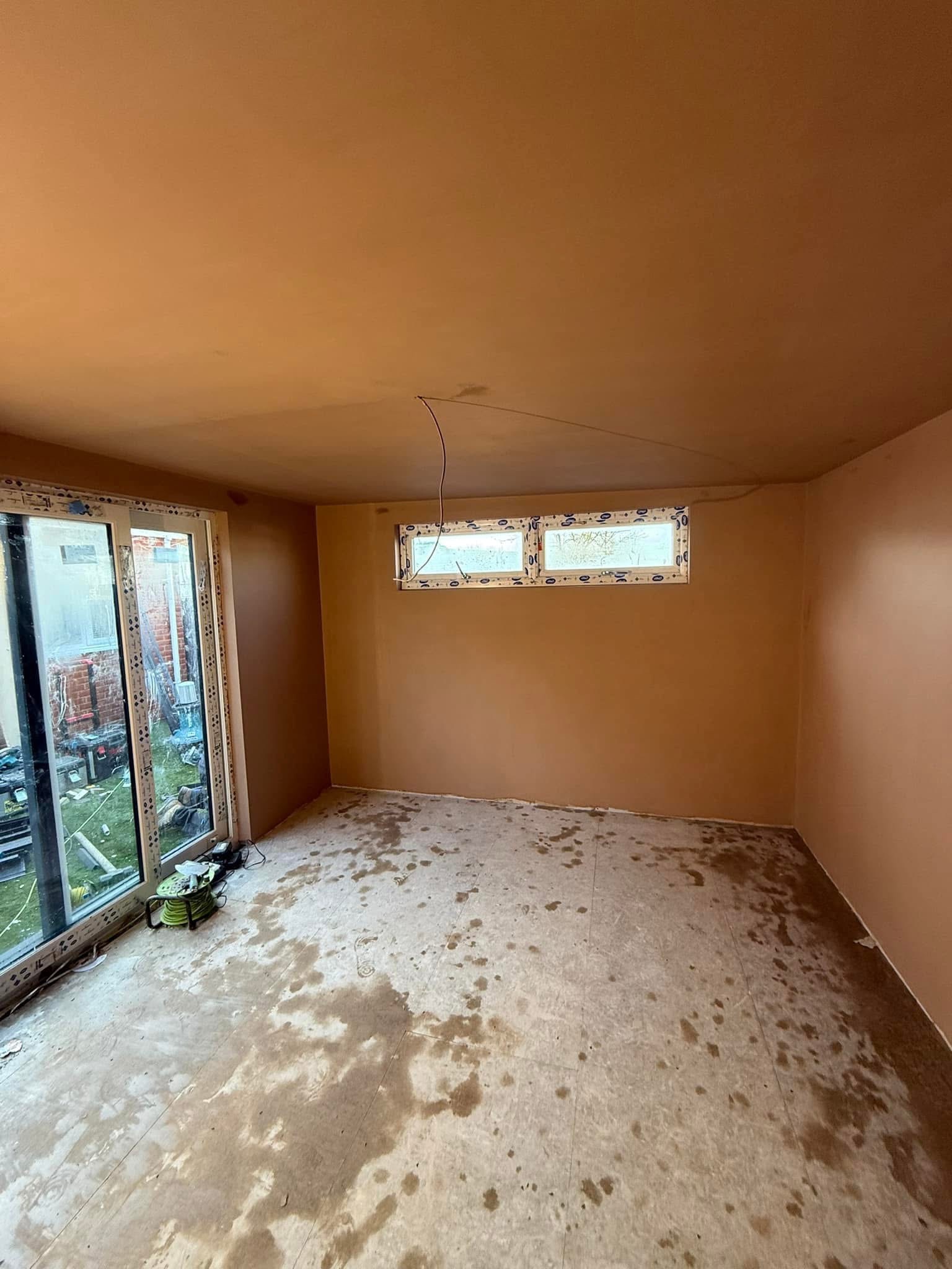 Fresh plastered room interior